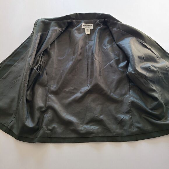 Pendleton Wool Zip-Up Olive Green Long Sleeve Jacket Size 16 - Picture 7 of 12
